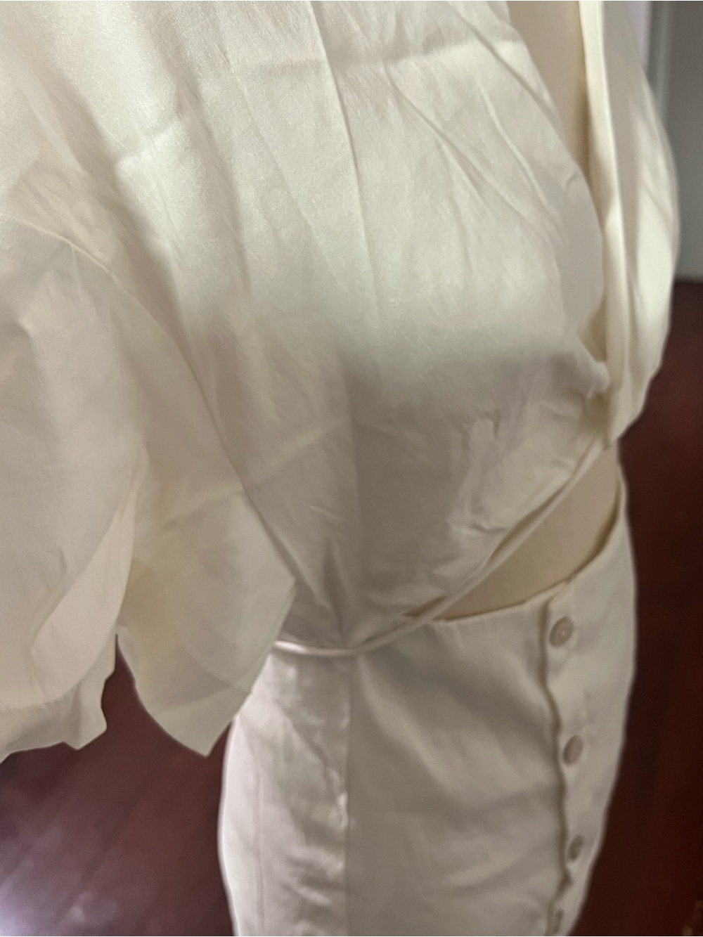 Zara White Satin Two-Piece in one Dress - Picture 6 of 13